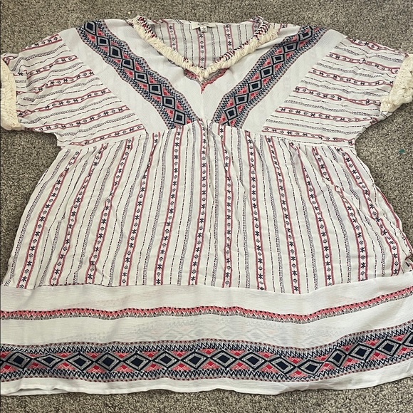 Hayden Los Angeles striped fringe top large - Picture 1 of 5